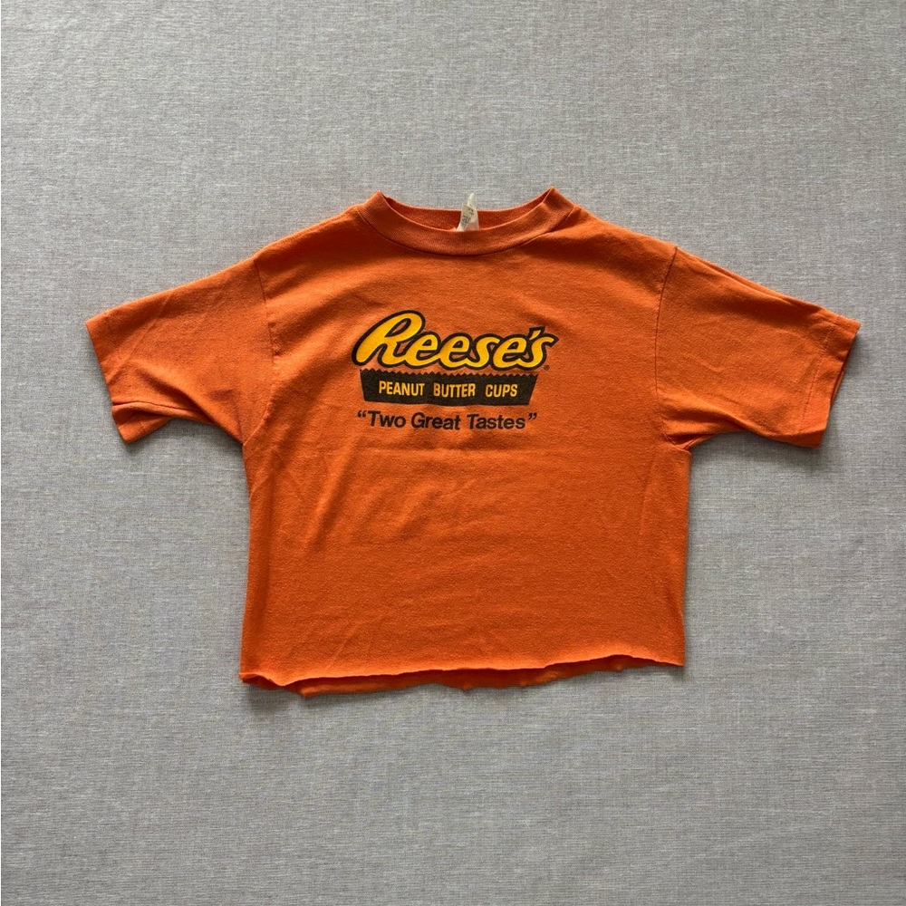 Reese’s vintage nostalgic retro orange baby tee.